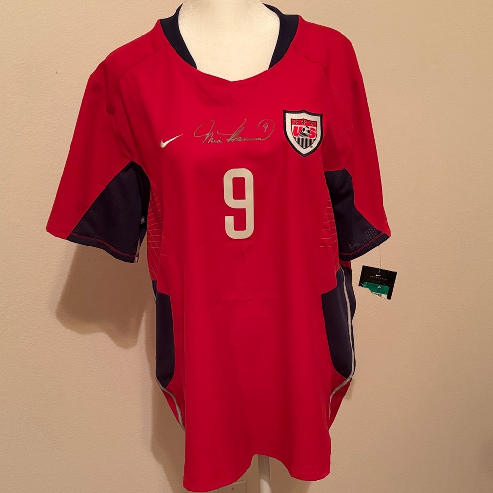 Nike Red Soccer MIA Hamm autographed USA Jersey with Number 9